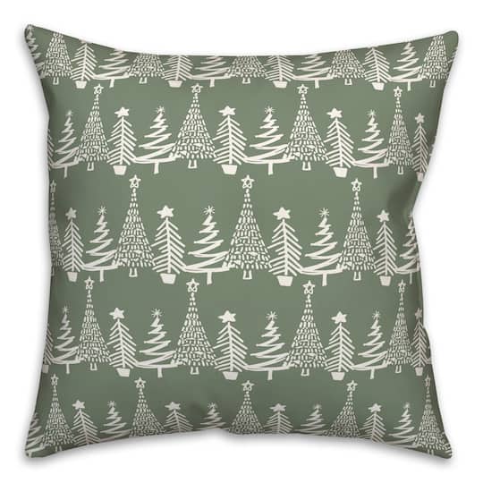 Sage Christmas Tree Pattern Indoor/Outdoor Pillow
